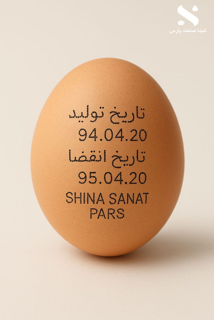 پرینت جت پرینتر دومینو بر روی تخم مرغ